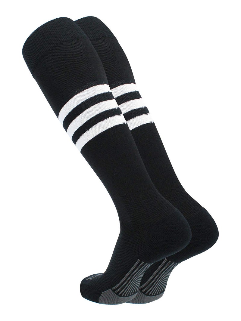 TCK Performance Baseball/Softball Socks (Black/White, Small) - Image 1